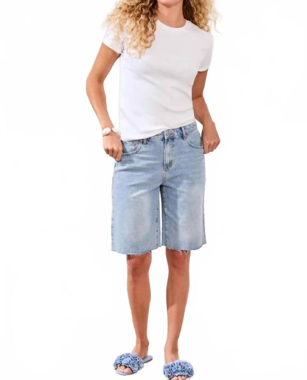 NEW TRIBAL brooke wide leg denim shorts in east coast